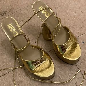 Gold snake skin platform heels ego (send offers)